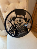 Merry Christmas Snowman Metal Sign