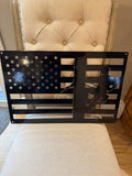 American Flag Lineman Metal Sign
