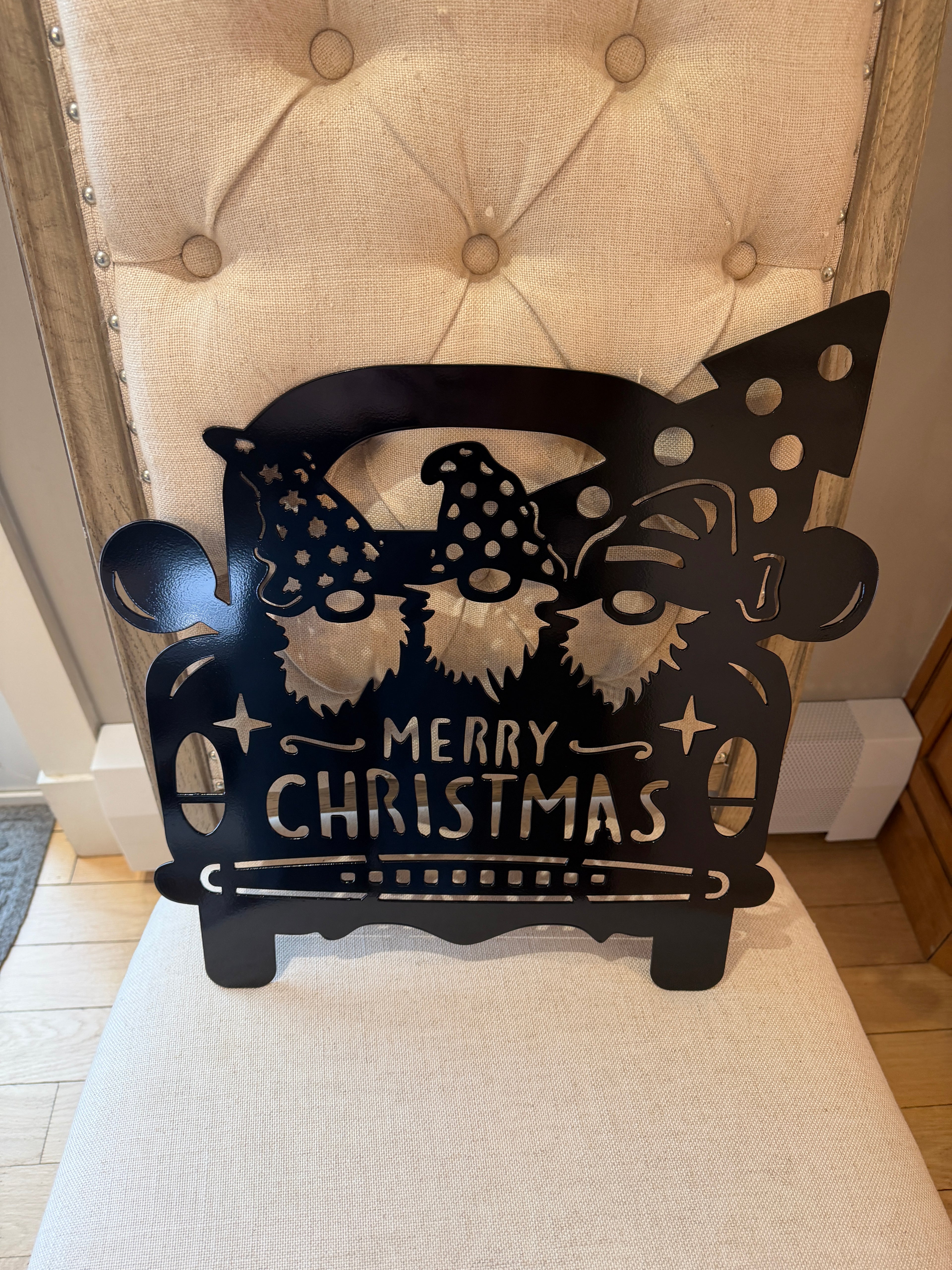 Merry Christmas Gnome Truck Metal Sign