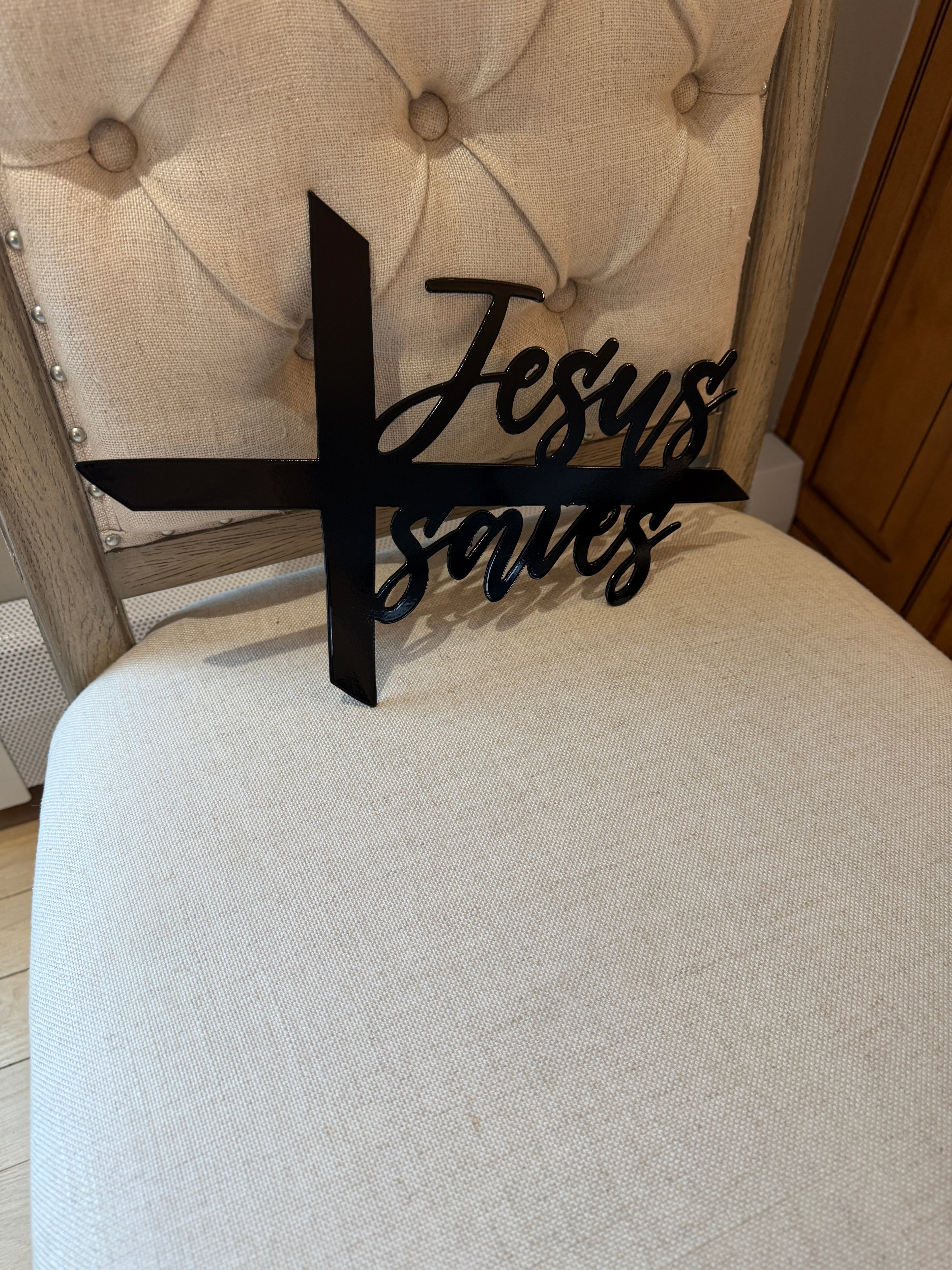 Jesus Saves Cross Metal Sign